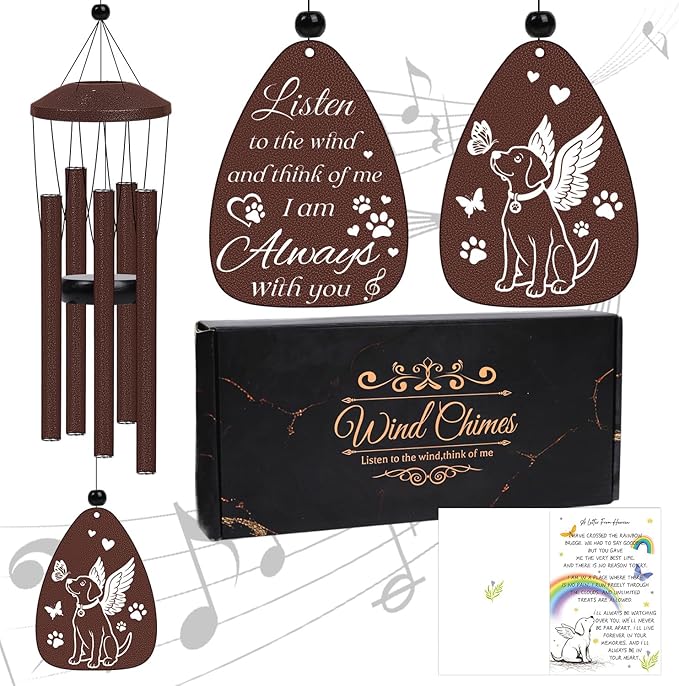 Pet Memorial Gifts for Loss of Dog - Pet Memorial Wind Chimes for Loss of Dogs Pets Sympathy Remembrance Bereavement Gift in Memory of Dog Wind Chimes for Outside Garden Patio Condolence