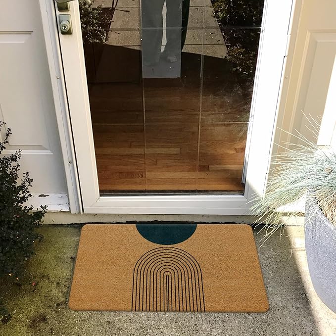 Nogrit Modern Minimalist Boho Coir Doormat for Outdoor Entrance, Boho Front Door Mats, Welcome Mat, Indoor Door Mats for Entryway, 17x30