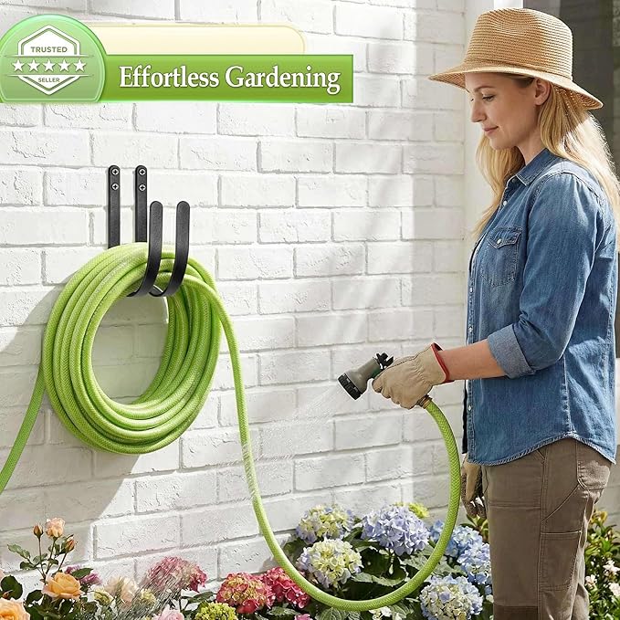 Garden Hose Holders Mount: Wall Mount Garden Hose Hangers for Outside - 4Pcs Rust-Proof Water Hose Racks Hanging Hooks for Outside Expandable Hose