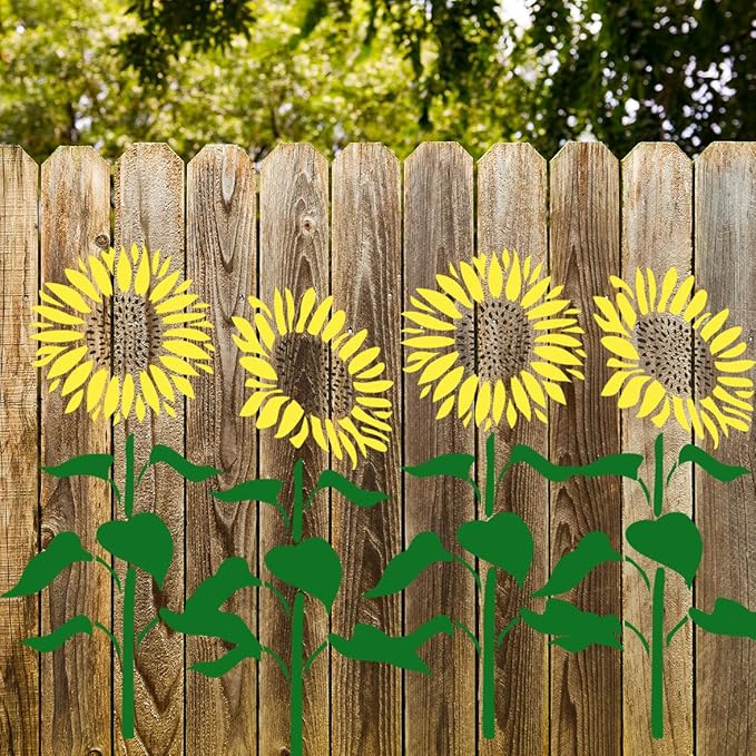 Large Flower Stencils for Wood Fence Sunflower Stencils for Painting Floral Stencil Templates for Walls Furniture Fabrics