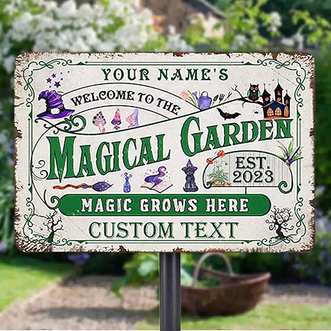 Personalized Metal Signs with Name Made in USA Custom Vintage Garden Sign Waterproof Vintage Decorative Metal Print for Wall Decor Customized Home Garden Ideas Gifts Artwork Prints for Yard Ourdoor