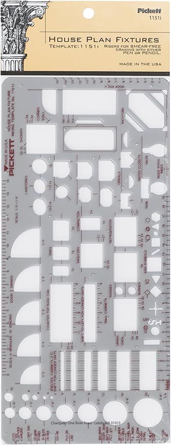 Pickett House Plan Fixtures Kitchen and Bath Template, 1/4 Inch Scale (1151I)