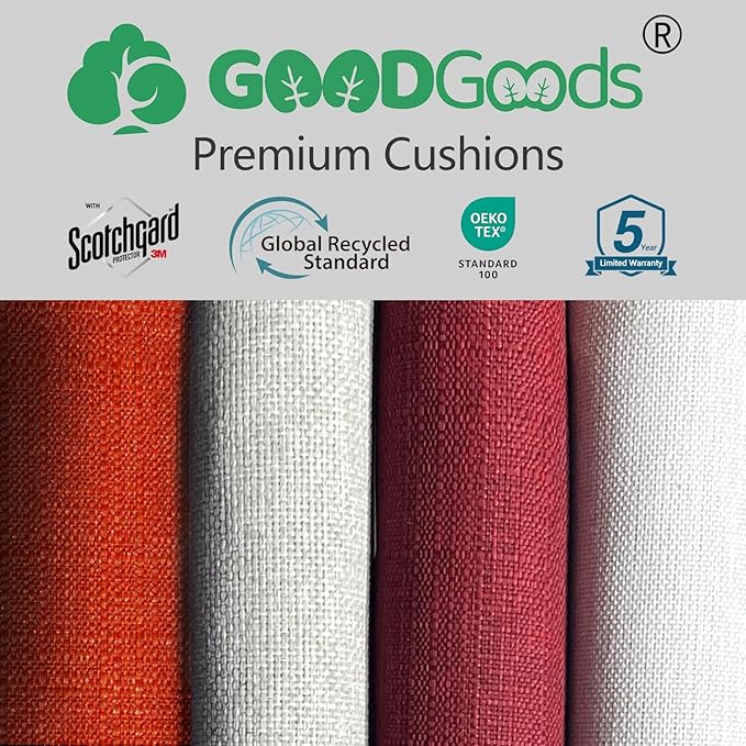 Goodgoods 24 x 24 Outdoor Patio Deep Seat Cushions 2-Pack, 1000+ Hours Fade-Resistant & Water-Resistant Outdoor Furniture Chair Cushions with 30D High-Resilience Foam for Sofa Chair, Quarry Red