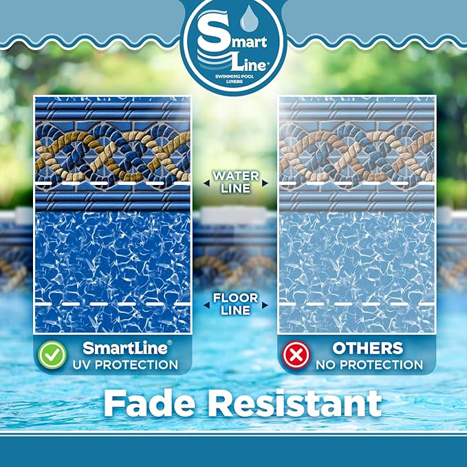 Smartline 33 ft Round Swimming Pool Liner | Mystri Gold | Unibead Style | 54 Inch Wall Height | 20 Gauge Heavy Duty Virgin Vinyl | Designed for Steel Sided Above Ground Pools