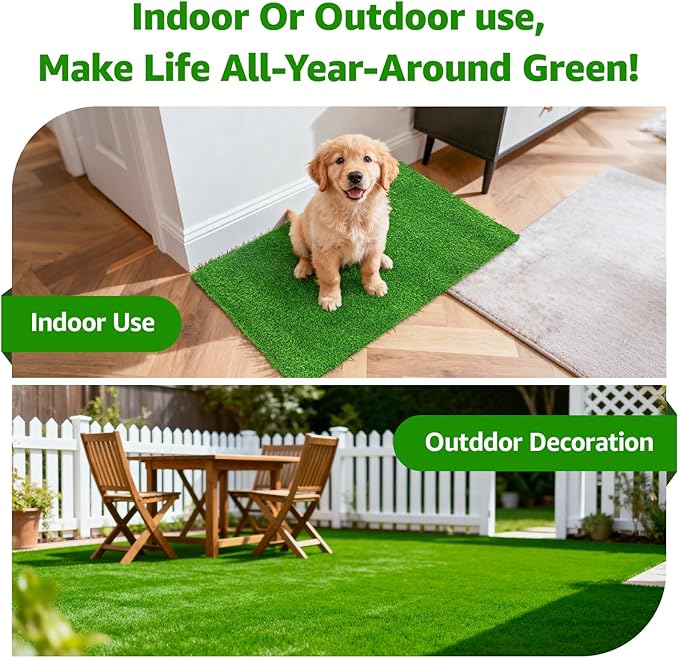 Artificial Turf Grass Outdoor: Grass Pad for Dogs Indoor Potty Training, Replacement Turf Rug for Patio Balcony Apartment Landscape Decoration, Easy to Clean with Drainage Holes(3.21x6.50ft)
