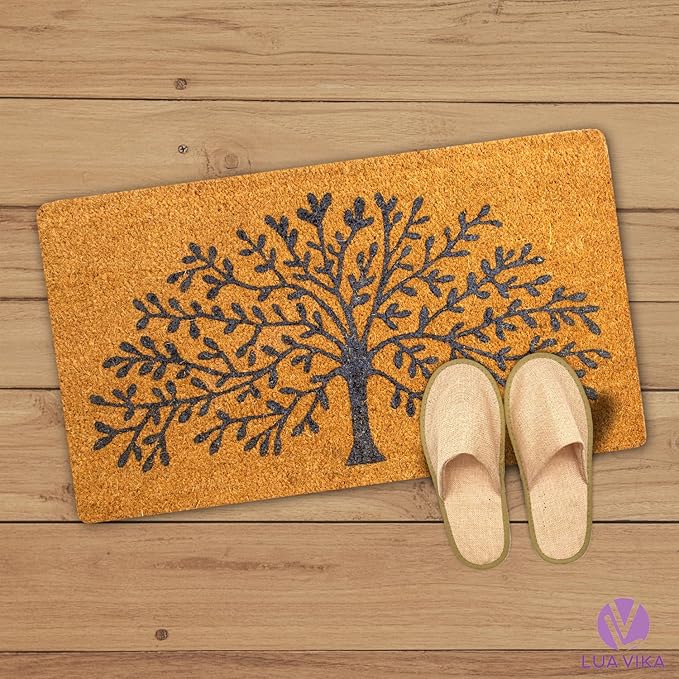 Coir Doormat, 16''x27.5'', Tree of Life, Outdoor Indoor Welcome Mat for Home Entrance