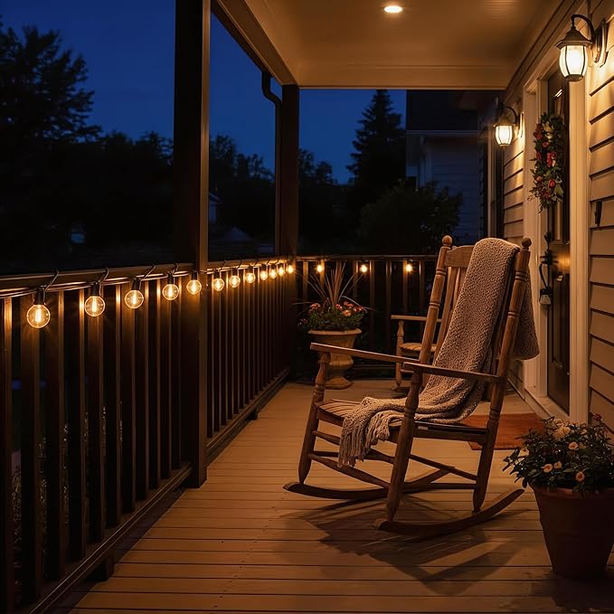 RTTY Classic Series Outdoor String Lights 50 FT Globe LED Patio Lights with G40 Plastic Bulbs,Waterproof Shatterproof Dimmable Connectable Hanging for Backyard Porch Balcony Party Cafe Deck Decor