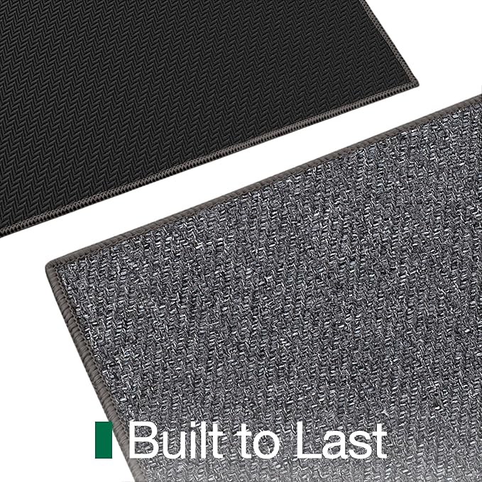 LUMI Ultra Thin Indoor Door Mat for Entrance 24"x36", Non Slip Entryway Mat, Low Profile Doormat, Unique Herringbone Design Carpet for Inside, Patio, Porch, Dark Gray