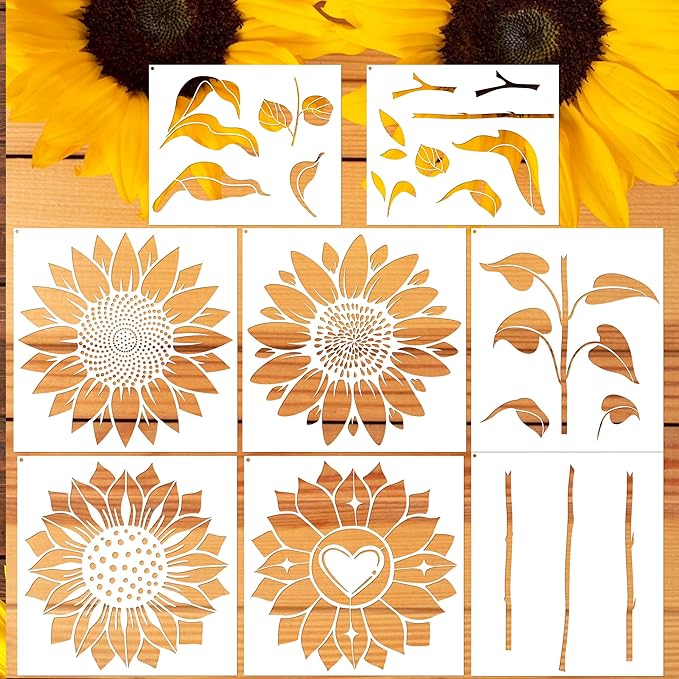Large Flower Stencils for Painting - Giant Sunflower Stencils for Painting on Wood Wall Fence Garden Floral Paint Template