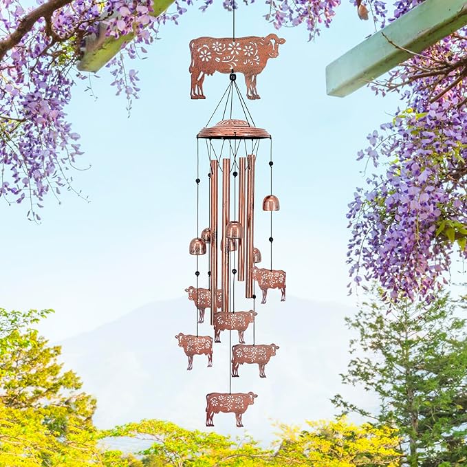 Cow Wind Chimes for Outside,Cow Gifts for Women/Men/Sympathy/Memorial/Festival Birthday Gifts Metal windchimes Outdoors/Indoors,Patio,Garden Decor,Yard Decor,Home,Porch
