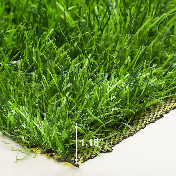 Fasmov Green Artificial Grass Rug Grass Carpet Rug, 3.2' x 6.5' Realistic Fake Grass Deluxe Turf Synthetic Turf Thick Lawn Pet Turf, Indoor/Outdoor Area Rug