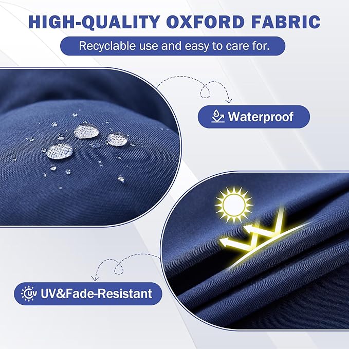 Rocking Chair Cushion, Waterproof and Fade-Resistant Patio Chair Cushions, Tufted Chair Pads for Rocker Furniture, 18x18 Inch, Indoor/Outdoor Seat Cushions with Ties, Navy Blue