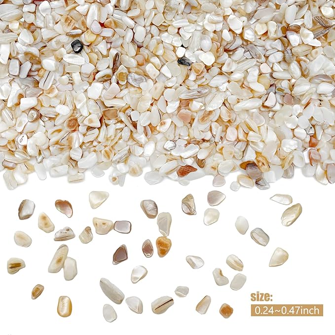 Crushed Shells for Crafts, Sea Shells for Kids DIY Art, Vase Fillers Table Scatter, Party Favor, Wedding Decoration, Succulents Plants Soil Cover, Art Crafts (Beige)