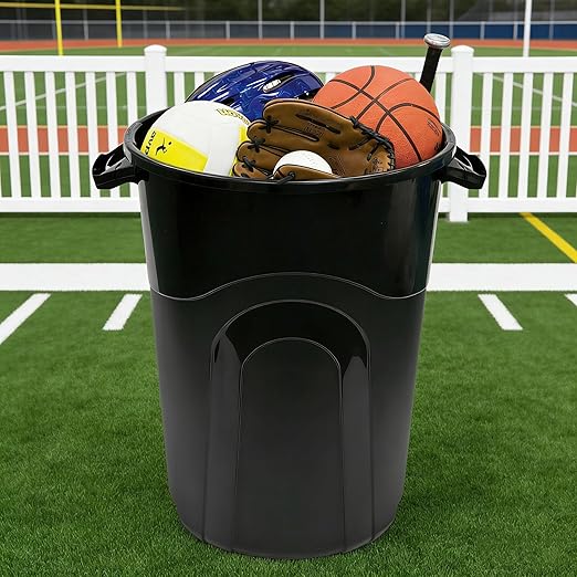 32 Gallon Trash Can with Click Lock Lid, Heavy-Duty Injection Molded Plastic Wastebasket, Large Garbage Bin for Kitchen, Outdoor, Commercial Use