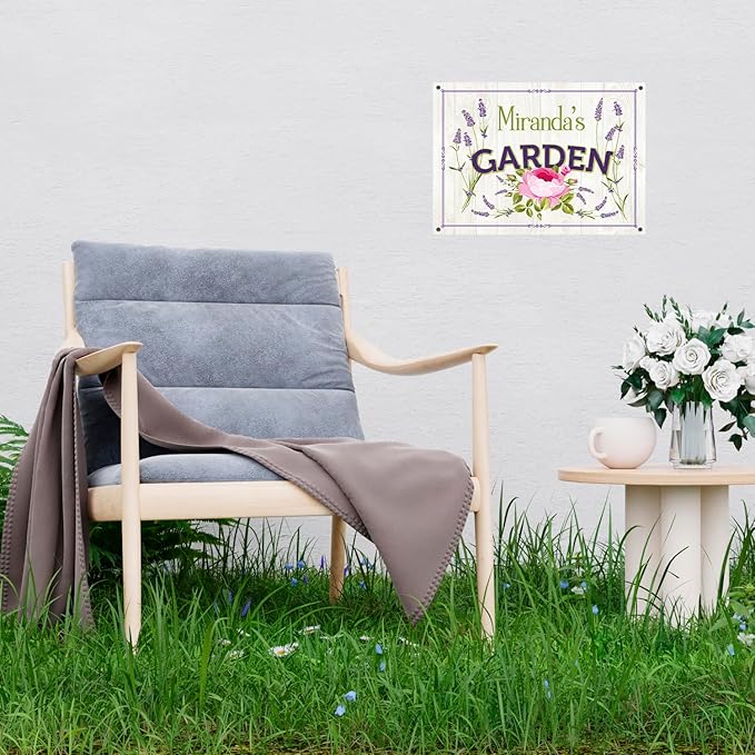 Custom Garden Sign, Present, Personalized Name/Text for Backyard Décor Sign, 10x14 Inches, Rust Free .040 Aluminum, Fade Resistant, Made in USA by Sigo Signs