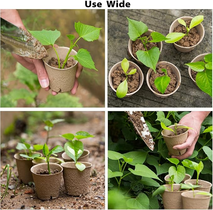 120 Pack 3.15 Inch Peat Pots Plant Starters for Seedling, Herb Seed Starter Pots Kits, Garden Germination Nursery Pot wit 30 Plant Labels, 2 Transplant Tools.