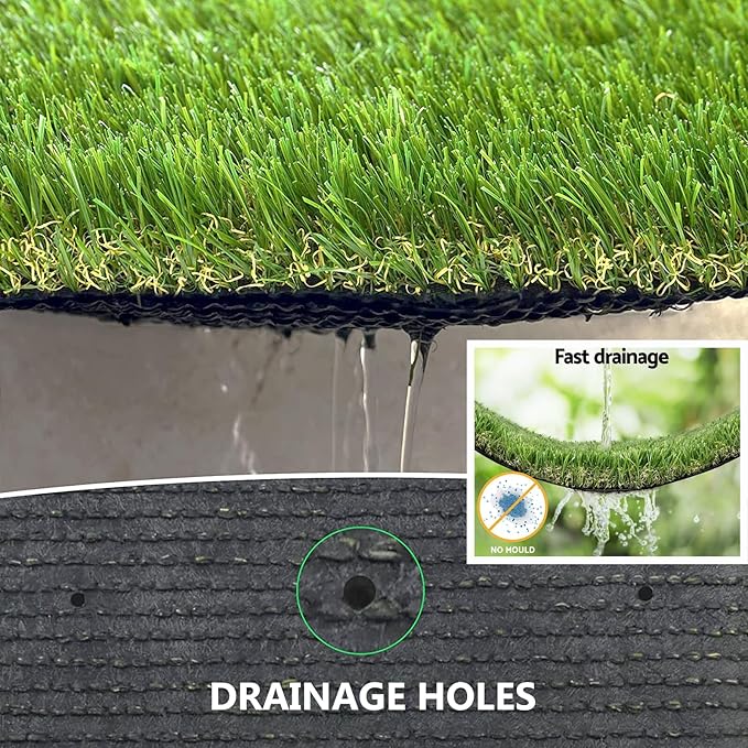 Artificial Grass Rug Outdoor Indoor 11FTX39FT Fake Grass Carpet Green Synthetic Grass Pet Turf Realistic Faux Grass Rug with Drain Holes for Garden Lawn Landscape Balcony Home Decor Patio