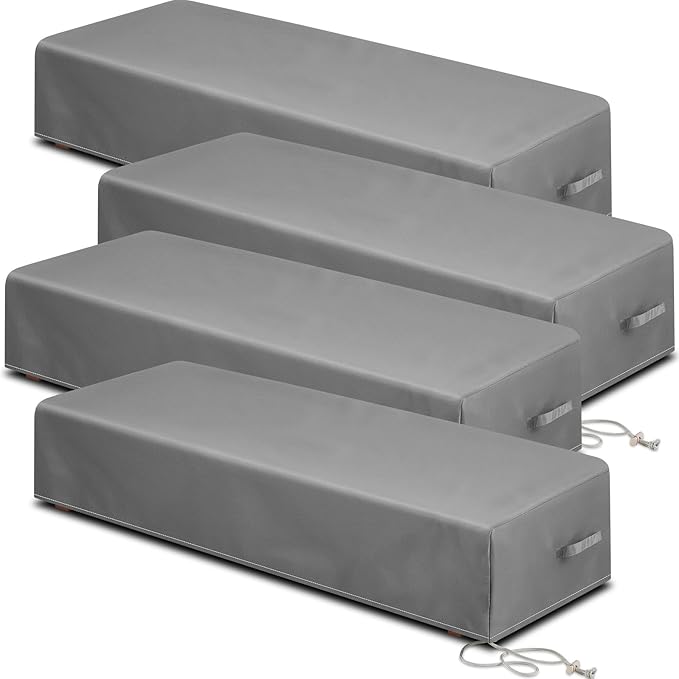 4 Pcs Patio Chaise Lounge Cover Waterproof Outdoor Lounge Chair Cover 30" D x 83" W x 12" H UV Resistant with Handle Strap for Furniture Protection (Gray)