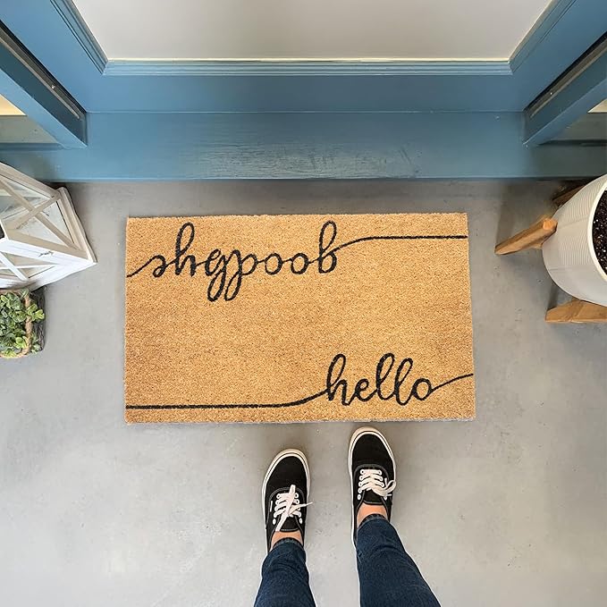 Welcome Doormats, Natural Coco Coir Mats with Non-Slip PVC Backing, Indoor Outdoor Mats for Home & Office, Door Mat, Floor Mats for Door Decor, Beige & Black, 30"x17"