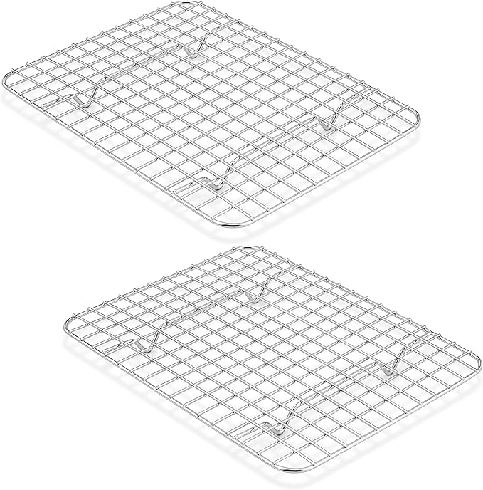 TeamFar Small Cooling Racks, 2-Piece Stainless Steel 9.75’’ x 7.5’’ Heavy Duty Grid Wire Rack for Baking Roasting Broiling Drying, Fits Small Toaster Oven, Non-Toxic & Heavy Duty, Dishwasher Safe