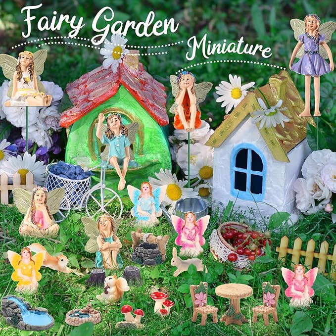 Unittype 120 Pieces Garden Kit Accessories Garden Animals Miniatures Fairies Miniature Figurines Micro Landscape Ornaments DIY Kit for Outdoor Yard Lawn