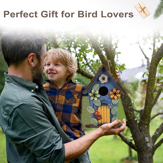 handrong Bird Houses for Outside,Wood Birdhouse,Bird Nest,Birdhouses for Outdoors,Wooden Bird Box,Bluebird House for Outside,Bird Gifts for Bird Lovers
