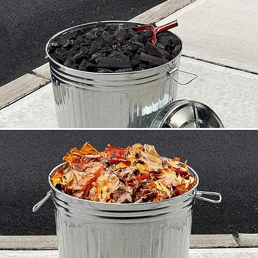 Plexon Metal Trash Can with Lid Outdoor 20 Gallon Galvanized Steel Garbage Bucket with Lid Silver, 2 Pack