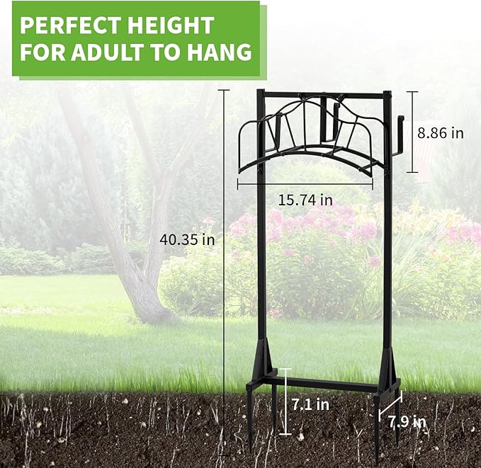 Garden Hose Holder Upgraded Water Hose Holder Heavy Duty Metal Hose Stand Sturdy Freestanding Hose Hanger, Detachable Garden Hose Storage Rack for Outside Yard Lawn