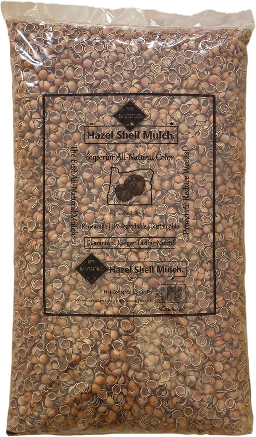 Hazel Shell Mulch Amendment Product - 1.5 Cubic Foot (Hazelnut Shells) 100% Natural Mulch | Landscaping, Flower Beds, Garden, Potted Plant Mulch