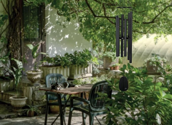 Woodstock Wind Chimes for Outside, Outdoor Decor, Garden and Patio Decor, Front Porch Decor (44") Decorative Wind Chimes Bells of Paradise Wind Chime Large Size Black (BPLK)