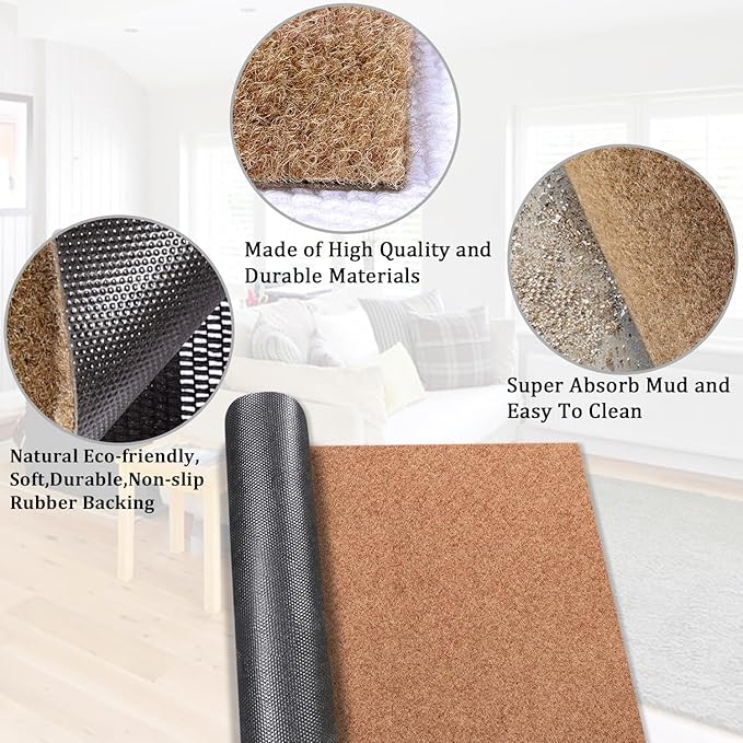 AAZZKANG Door Mats Outdoor 2 Pack Multi-Purpose Blank Doormat Large 36"x24" Non Slip Shoe Mat Ultra Absorb Mud Easy to Clean for Outside,Inside,Garden Entrance Brown