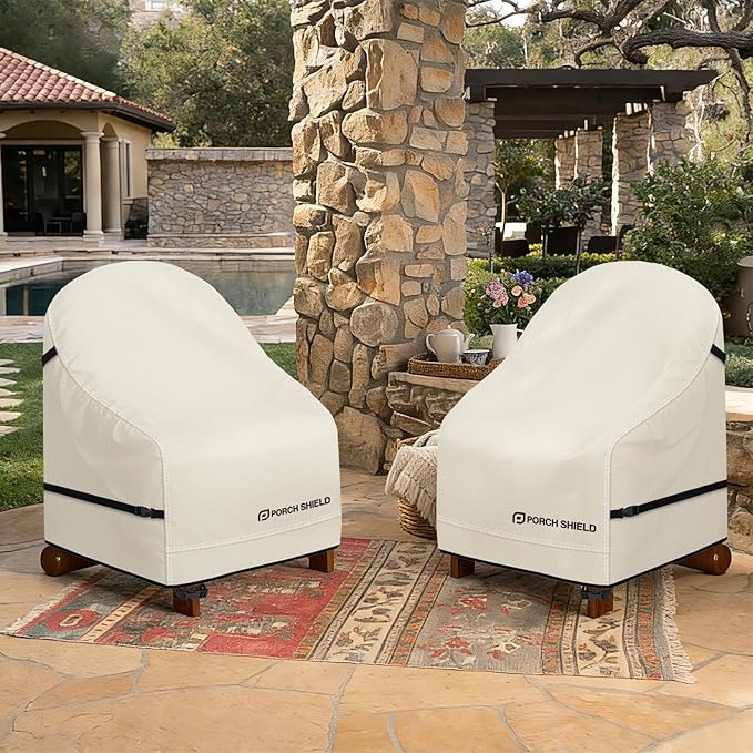 Porch Shield Waterproof Patio Adirondack Chair Cover 2 Pack Fits Outdoor Chairs 32W x 34D x 36H inch, Beige