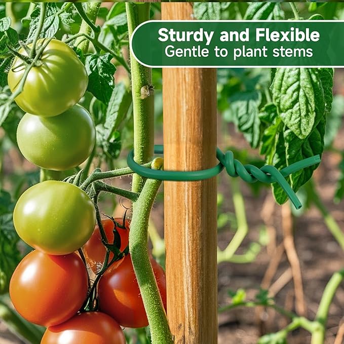 KINGLAKE GARDEN Soft Plant Ties for Support - Plant Wire 3.5mm 65.6 Feet Green Flexible Garden Ties for Outdoor Indoor Climbing Plants