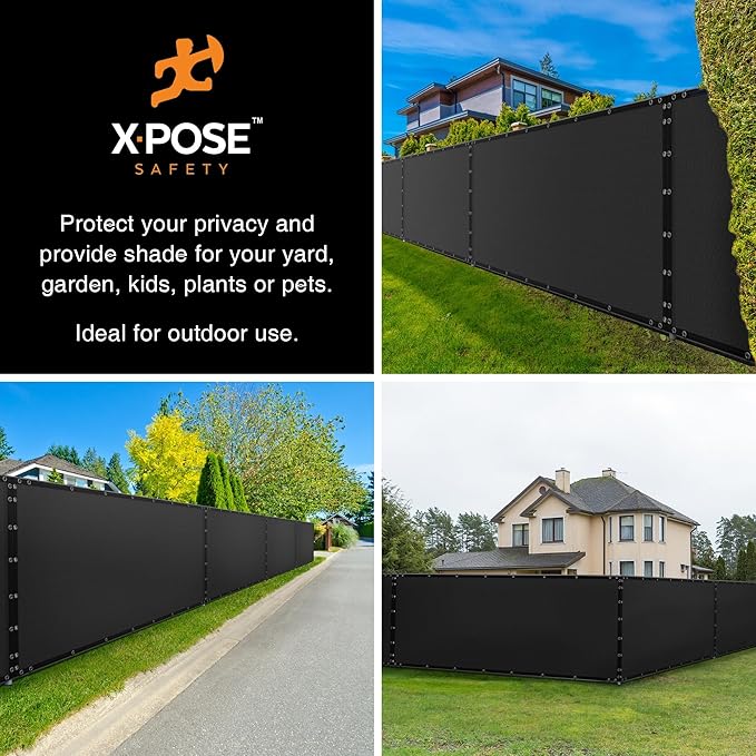 Xpose Safety Privacy Fence Screen 5’ x 50’ (2 Pack) – Heavy Duty Black Mesh with 90% Visibility Block, UV Protection – Includes Cable Ties – for Garden, Yard, Nursery, Kennel, Dog Run, Greenhouse