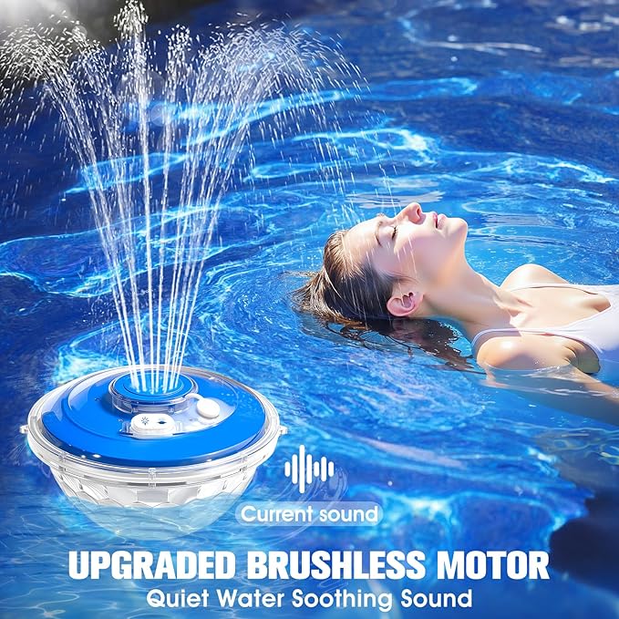 Upgraded Pool Fountain, Floating Pool Fountain with Lights, Above Ground Pool Water Fountains with Anchor, Swimming Pool Fountains for Inground Pool-1PC