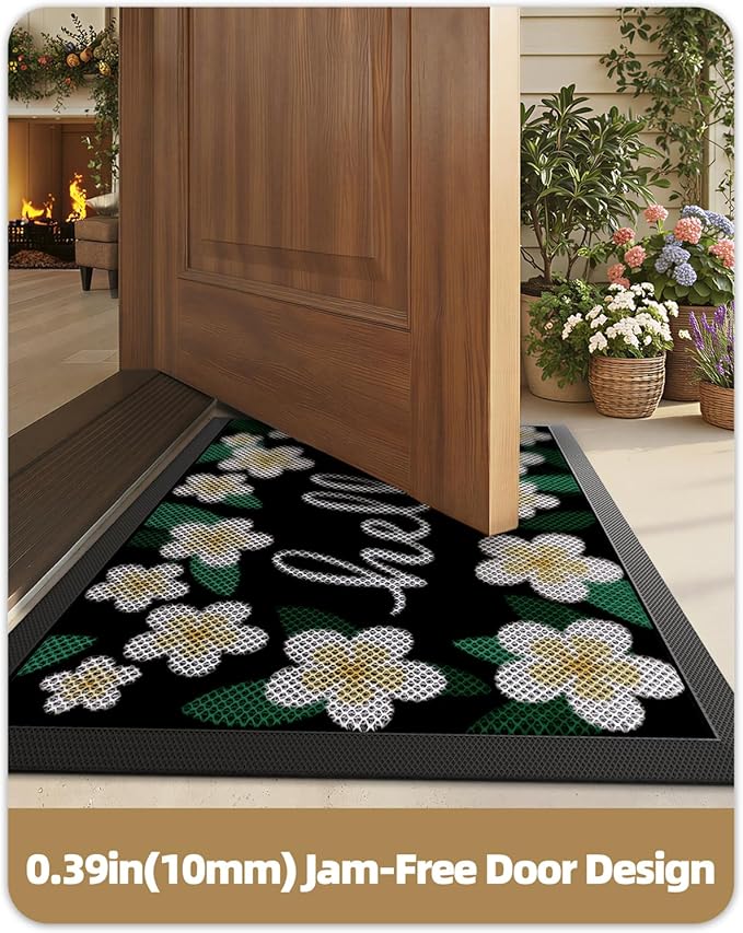 Color&Geometry Outdoor Door Mat, Resilient & Flexible Non-Slip Door Mat 24"x36", Dirt Trapping Waterproof Doormat, Welcome Mat for Porch, Patio & Entryway, Pastel Floral
