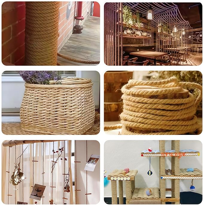 4MM Natural Jute Twine String — 120Ft Brown Durable Jute Rope, Used for Hand Crochet, Climbing Plant, Gardening Flowers, Home Decorations, Art Crafts Gift Packaging, Weddings, Christmas