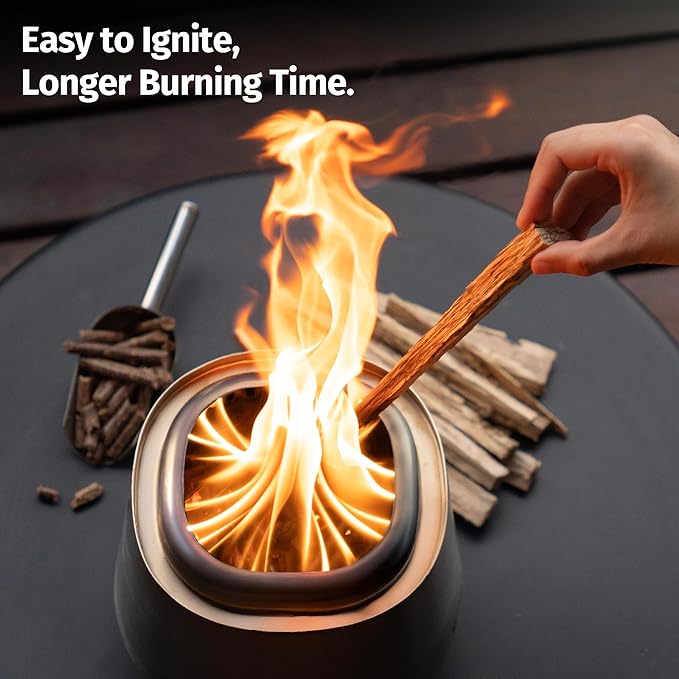 East Oak Fuoco Smokeless Fire Pit 7'' for Patio and Outdoor, 3-in-1 Ash Pan | Portable Wood & Pellet Firepit | Stainless Steel 120% More Efficient Burn | Backyard, Easy Ignition & Compact Design