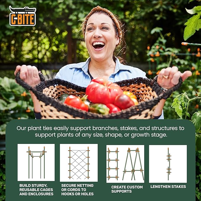 12-Inch Plant Ties | Heavy Duty Flexible Twist Ties for Gardening | Secure Tomatoes, Vines, and Branches | Durable and Reusable Gardening Ties (50 Pack - Green)