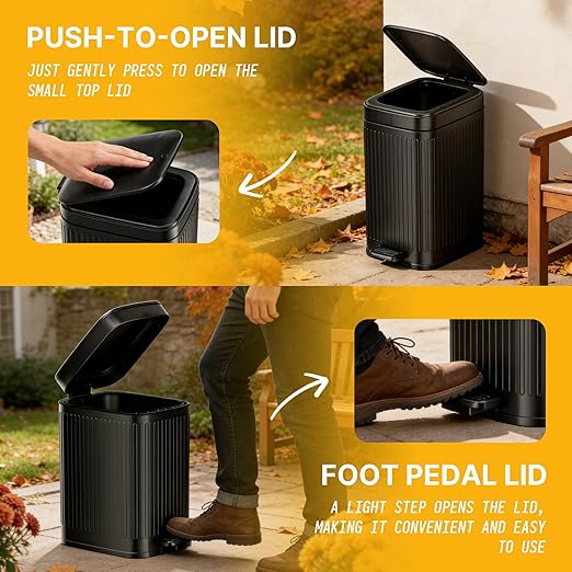 Dog Poop Trash Can Outside, 2.7Gal Dog Waste Trash Can with Lid, Foot Pedal, Dog Waste Container with 20 Bags, Pet Poop Bucket with Soft Close for Backyard Odor Control