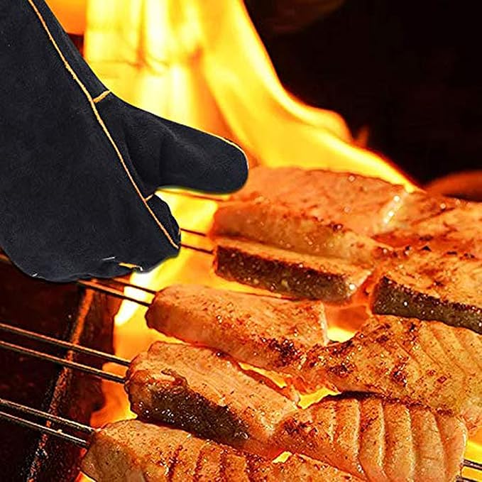 Heat Resistant Gloves for Grill BBQ,Long Sleeve Grill Gloves for Baking,Oven,Fireproof, Stove,Welder,Welding,Fireplace