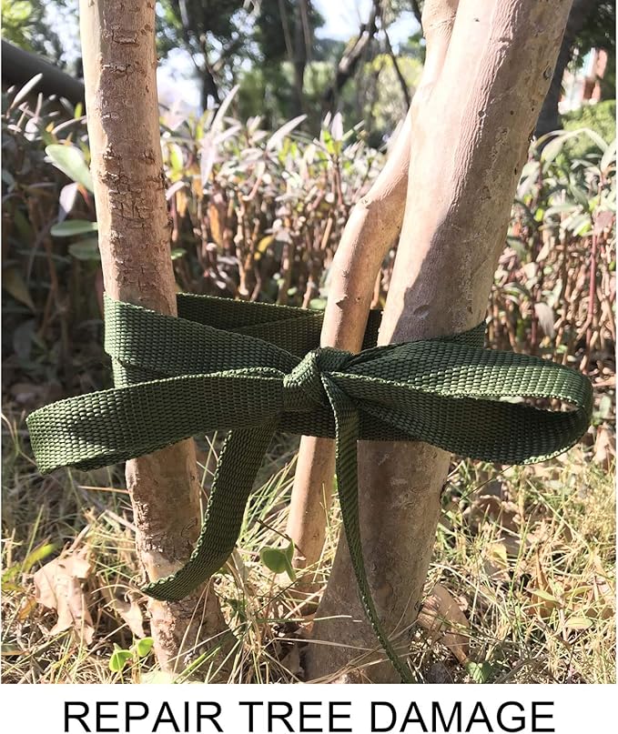 120 Feet Green Tree Tie Strap 1 Inch Wide Tree Support Straps 1,980Lbs Strength Tree Staking Straps Garden Tie for Outdoor Use, Plant Support Ties, Green Tree Tie Rope for Straightening Supplies