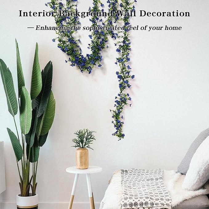 4 Pcs Faux Flowers Garland Plant, Artificial Vines Hanging Flowers Leaves Greenery Garland for Wedding Backdrop Arch Wall Decor, 6 Feet/pcs UV Resistant Indoor Outdoor