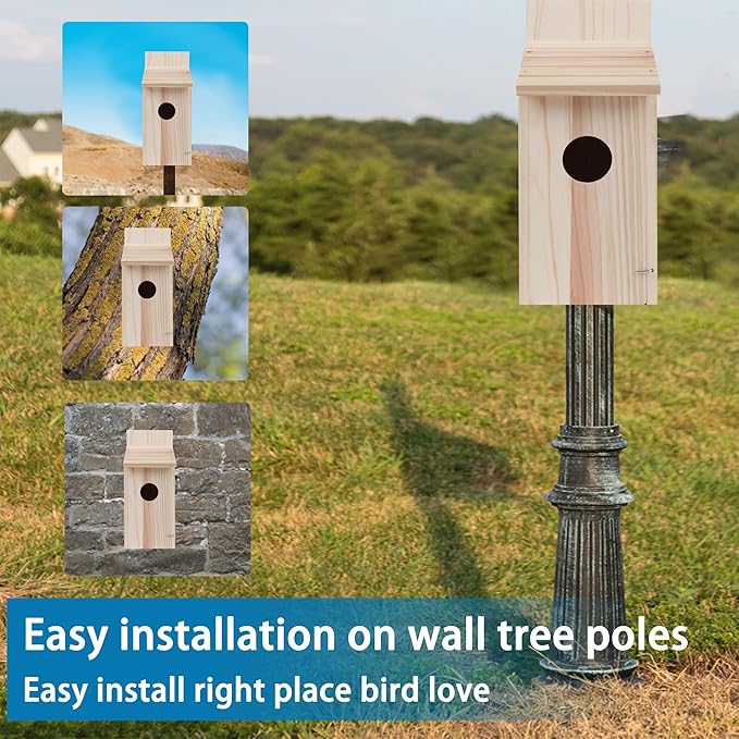 Bird Houses for Outside,Wooden Clearance Humming Bird Houses for Outdoor,Cedar Blue Bird Box House,Swallow Wren Cedar Finch House,DIY, 1Pack