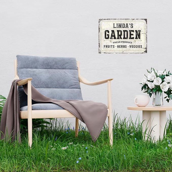 Custom Garden Fresh Produce Sign, Personalized Rustic Name for Backyard, Farm and Décor Sign, 10x14 Inches, Rust Free .040 Aluminum, Fade Resistant, Made in USA by Sigo Signs