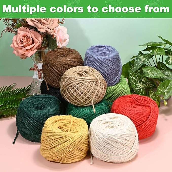 1-Pack Natural Jute Twine String, 3mm x 328ft/100m Long Garden Twine Balls for Crafts/Gift Wrapping/Gardening Plants, Durable Plant Ties Thick Rope [Gray]