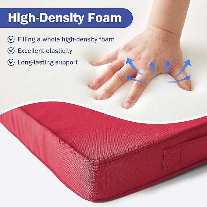 Outdoor Cushions, Outdoor Chair Cushions 24x24x4 Inch, Cushions for Outdoor Furniture with Removable Cover, Waterproof & Fade Resistant Outdoor Seat Cushions for Patio, Lawn, Burgundy