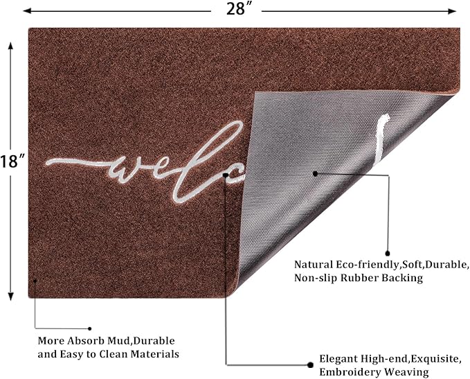 AAZZKANG Door Mat Outdoor Welcome Mat with Non Slip Rubber Backing Quickly Absorb Mud Easy to Clean Entry Doormat for Indoor High Traffic Areas Front Door