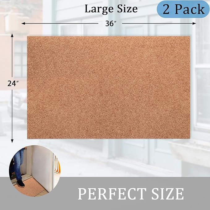 AAZZKANG Door Mats Outdoor 2 Pack Multi-Purpose Blank Doormat Large 36"x24" Non Slip Shoe Mat Ultra Absorb Mud Easy to Clean for Outside,Inside,Garden Entrance Brown