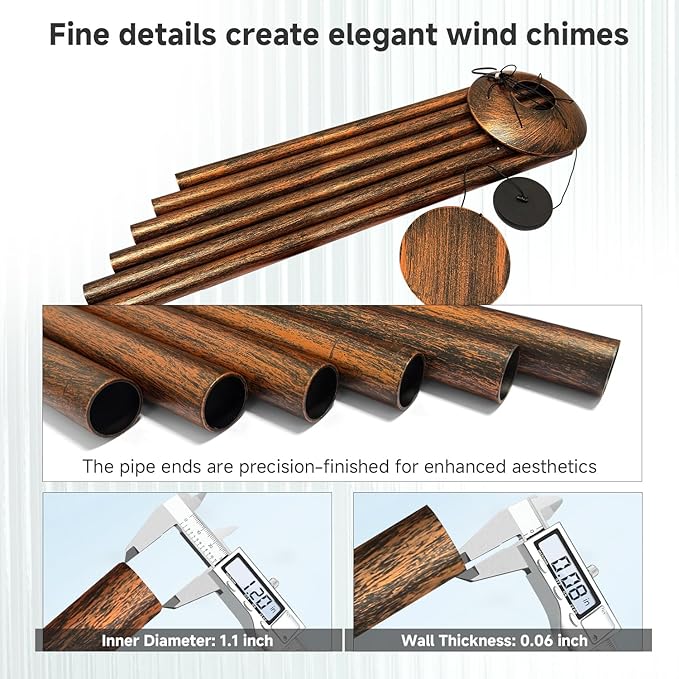 66" Extra Large Wind Chimes for Outside Deep Tone, 6 Thick and Bold Aluminum Tubes Tuned Relaxing Melody Wind Chime, Big Wind Chimes for Garden Patio Decor, Great Gift Idea for Mother's Day (Vintage)
